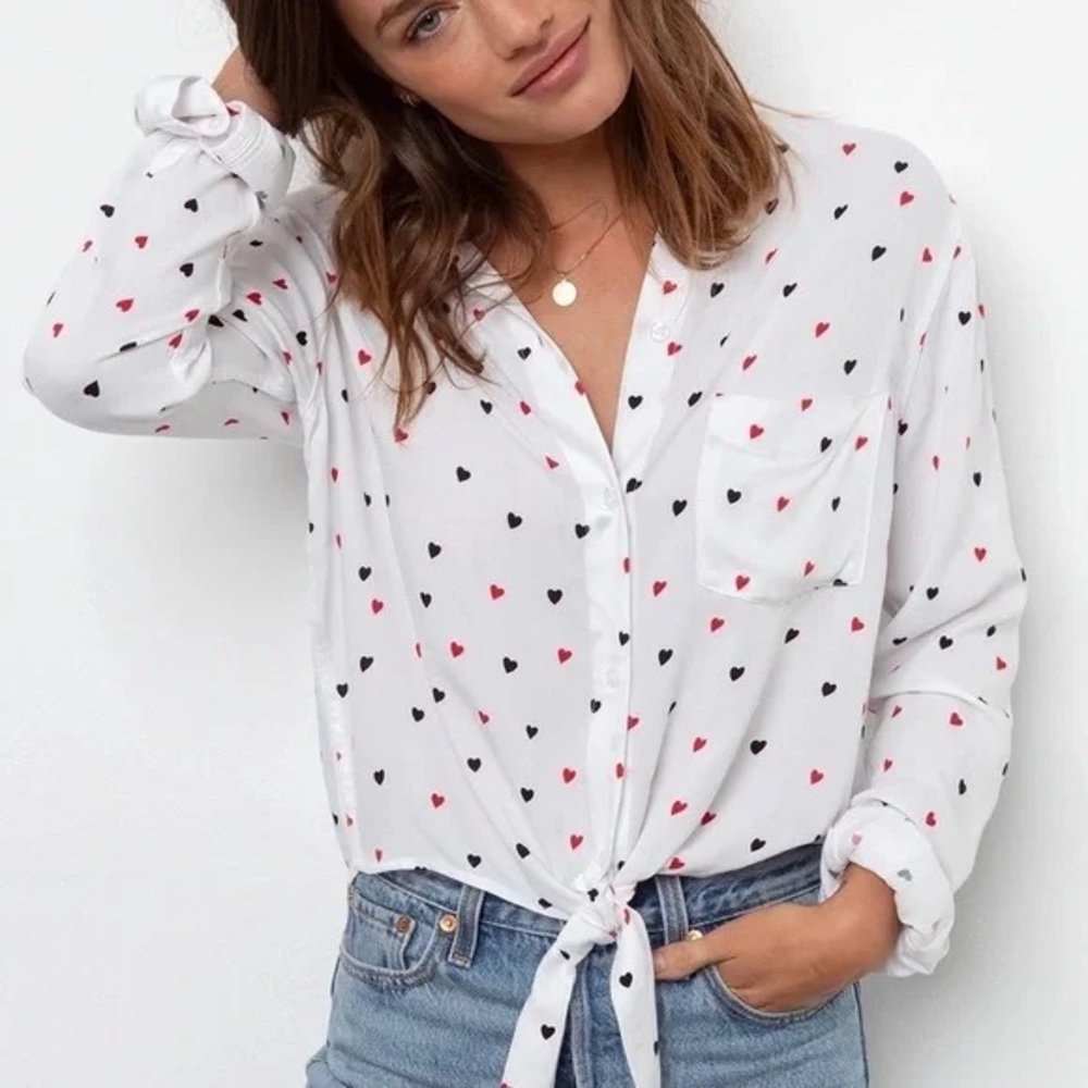 RAILS Val Crush Tie Front Button Down Blouse